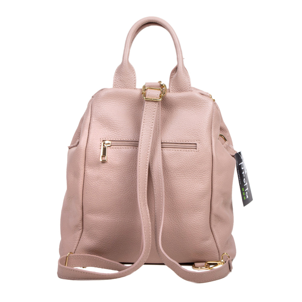 Geanta-Rucsac Piele, Model Pretta-8190 Roz Pudra