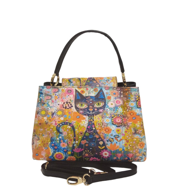 Geanta Piele, Model Pretta- 3555 Print Multicolor Cat