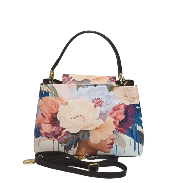 Geanta Piele, Model Pretta- 3555 Print Multicolor Flor