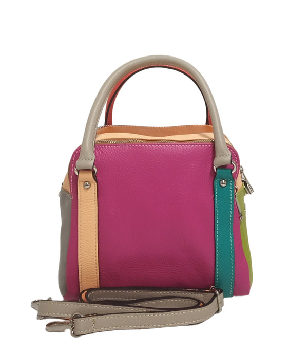 Geanta Piele, UNICAT, Model Pretta- 1240 Multicolor Magenta-Blu