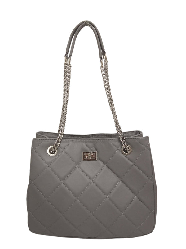Geanta Piele, Model Pretta 7115- Gri Fum