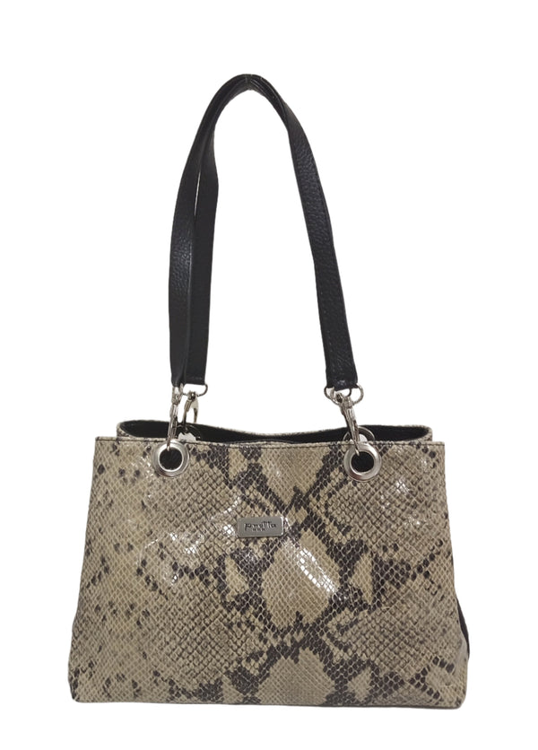 Geanta Piele, Model Pretta- 800 Print Bej