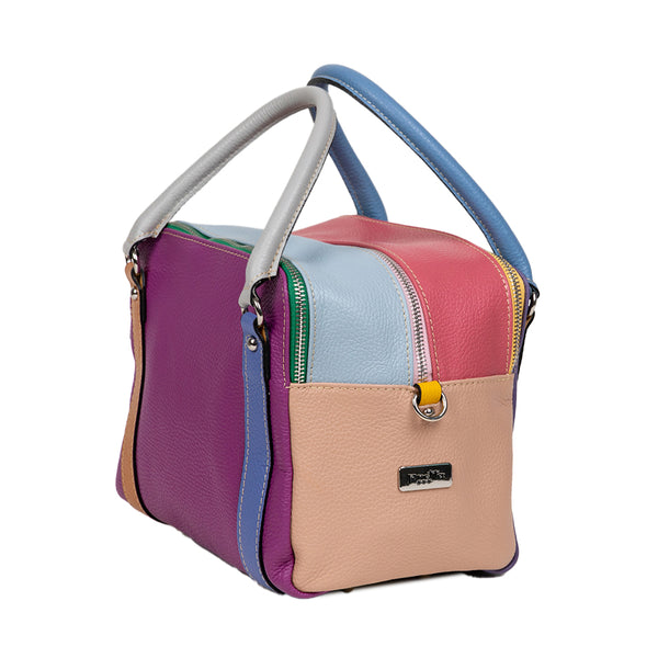 Geanta Piele, Model Pretta- 1240 Multicolor Magenta-Viola