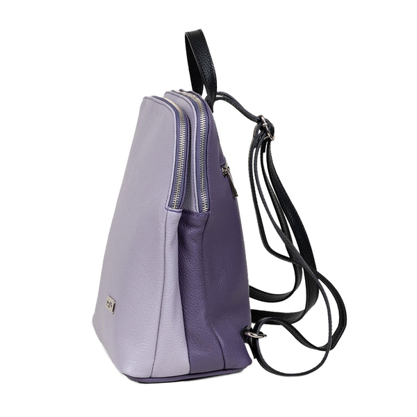 Rucsac Piele, Model Pretta- 8034 Lavanda-Viola-Negru