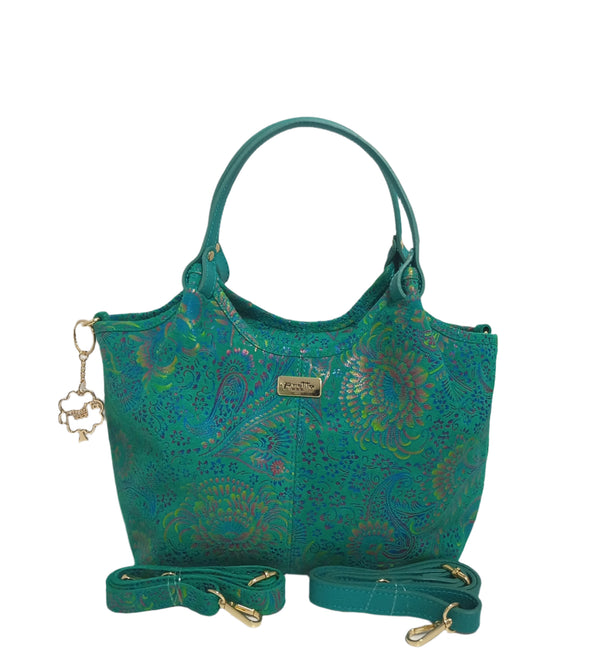 Geanta Piele, Model Pretta- 297 Print Turcoaz