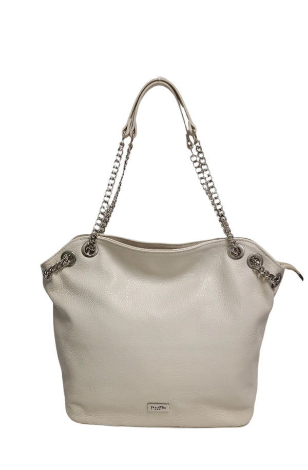 Geanta Piele, Tip Shopper Bag, Model Pretta- 8153 Crem