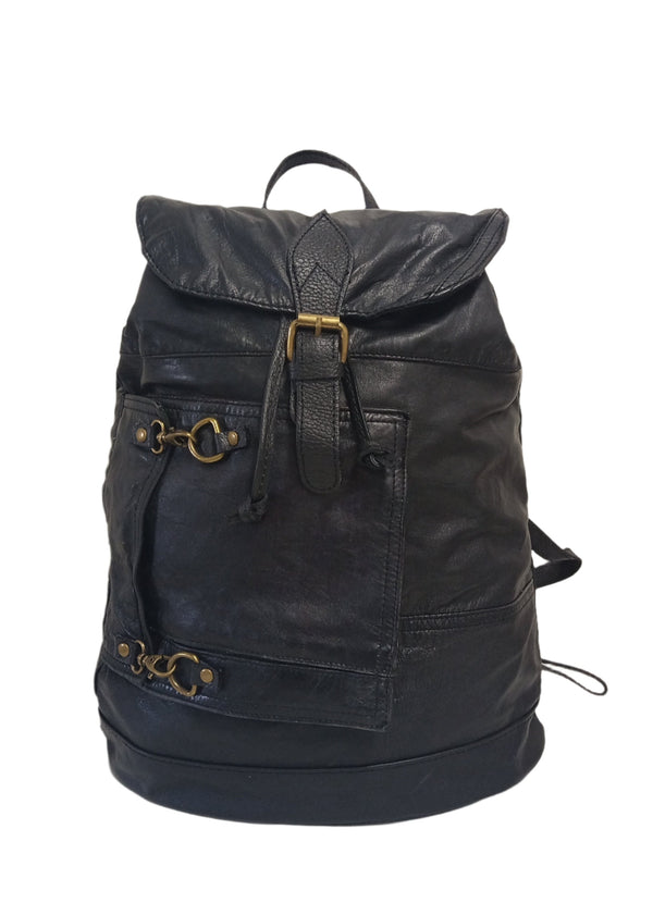 Rucsac Piele, UNICAT, Model Pretta-156 Negru ANTICHIZAT