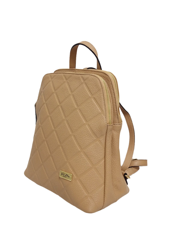 Rucsac Piele, Model Pretta- 8034 Camel Print -Accesorii Aurii