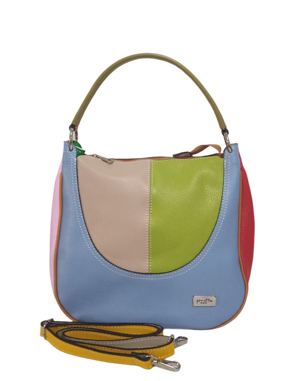 Geanta Piele, UNICAT, Model Pretta-1645 Multicolor Celeste-Orange