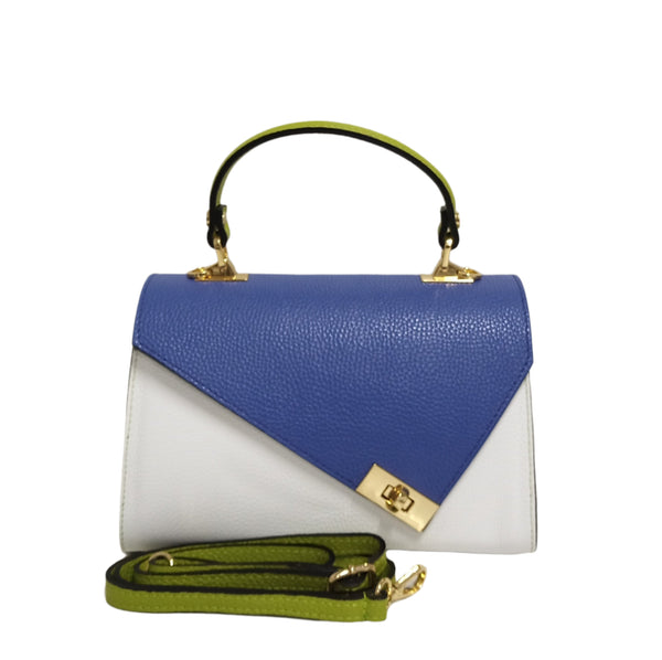 Gentuta Piele, Model Pretta-477 MULTICOLOR Blu Indigo- Alb- Mar Verde