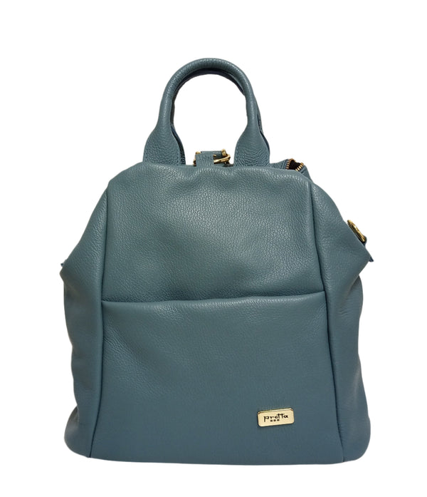Geanta-Rucsac Piele, Model Pretta-8190 Blu Mineral