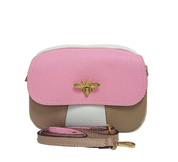 Geanta Piele, Tip Postas, UNICAT, Model Pretta- 322 Multicolor Roz-Blu Indigo