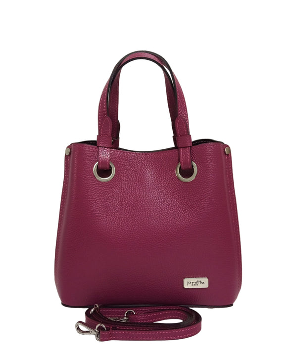 Geanta piele, Model Pretta- 2401 Magenta- Accesorii Nichelate