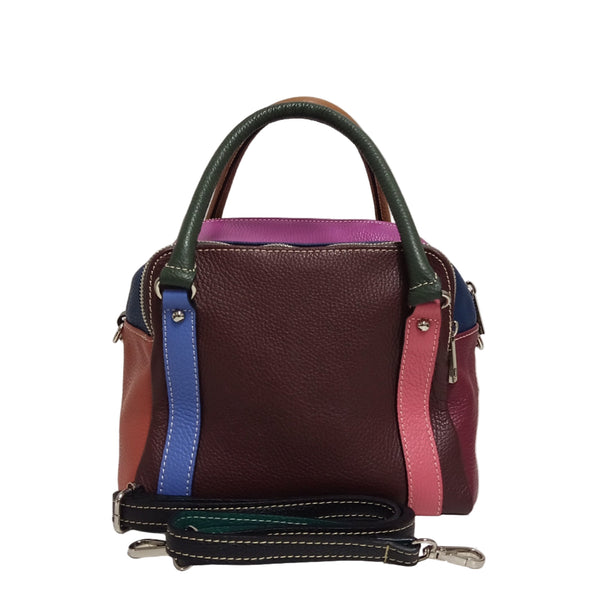 Geanta Piele, UNICAT, Model Pretta- 1240 Multicolor, Bordo- Bleumarin