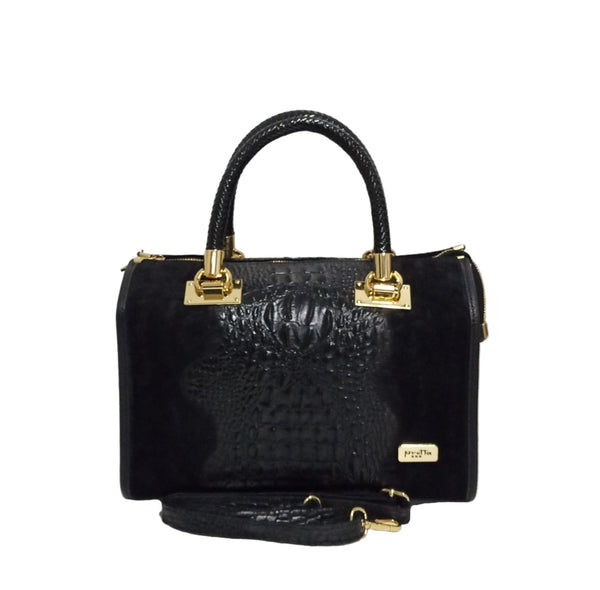 Geanta Piele, Model Pretta 1552 Animal Print Negru