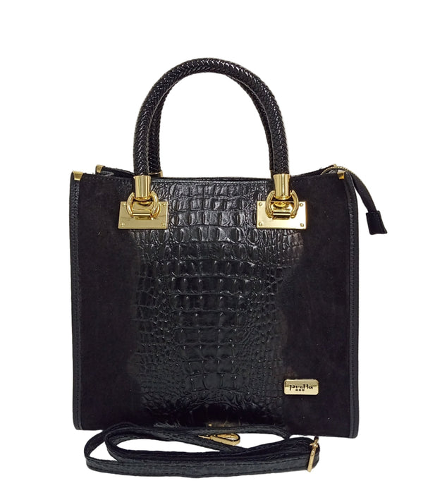 Geanta Piele, Model Pretta 1551 Animal Print  Negru