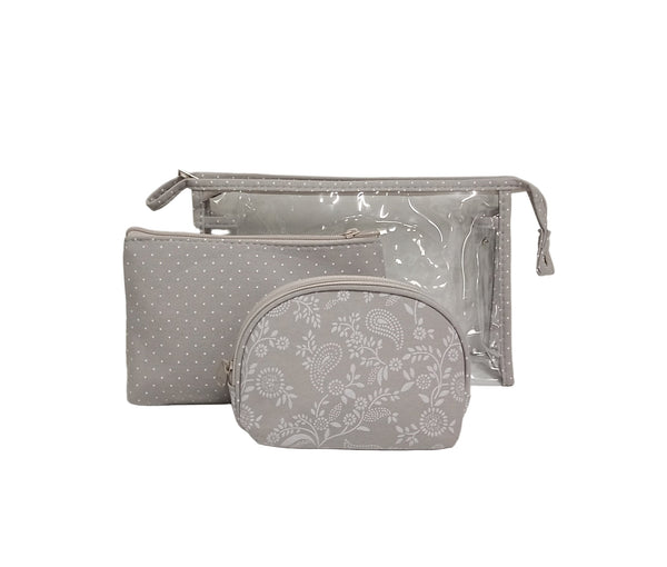 Set cosmetica (3 in 1)- Textil/ PVC-  Bej