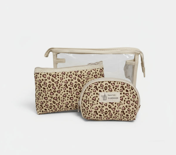 Set cosmetica (3 in 1)- Textil/ PVC- Print Maron