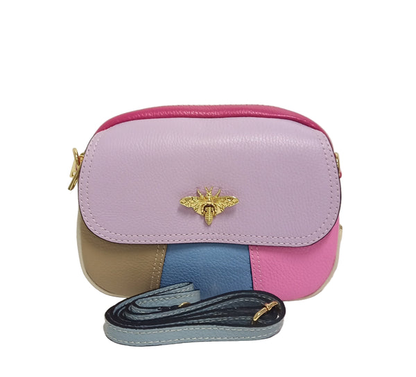 Geanta Piele, Tip Postas, UNICAT, Model Pretta- 322 Multicolor Indigo- Camel