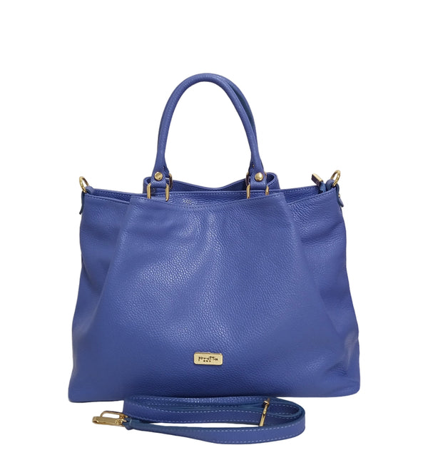 Geanta Piele, Tip Shopper Bag, Model Pretta-4588 Blu Indigo