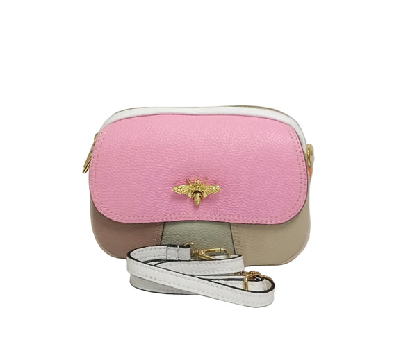 Geanta Piele, Tip Postas, UNICAT, Model Pretta- 322 Multicolor Roz-Turcoaz