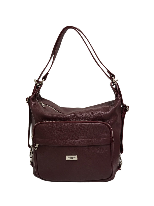 Geanta-Rucsac Piele, Model Pretta -180 Bordo*