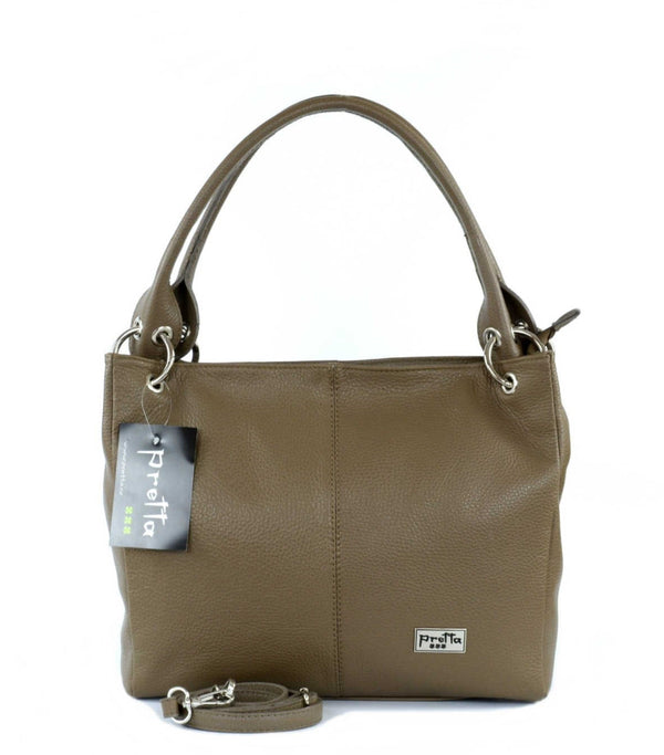 Geanta Piele, Model Pretta- 9100 Taupe