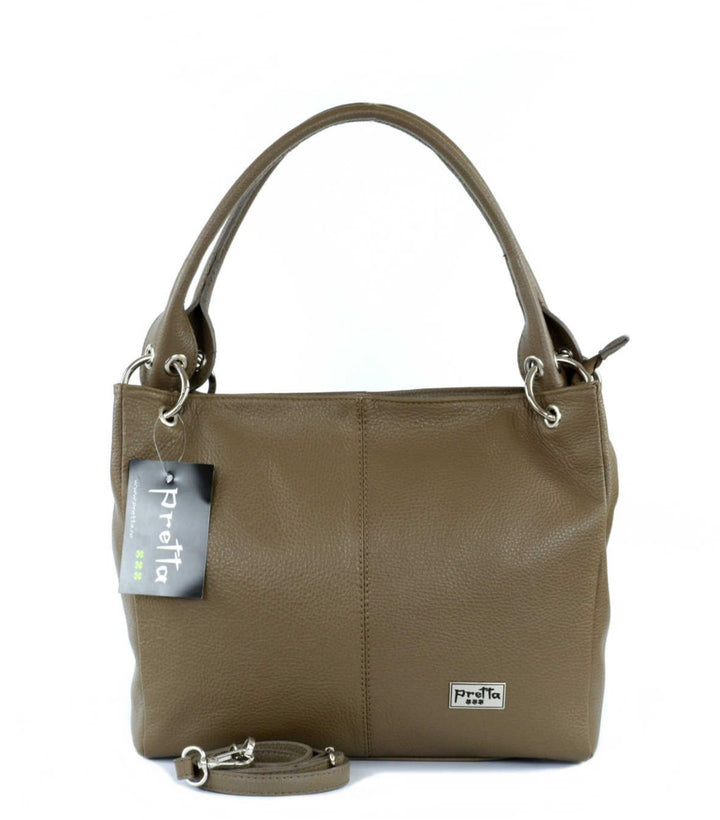 Geanta Piele, Model Pretta- 9100 Taupe