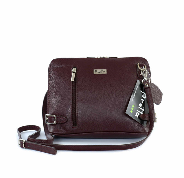 Geanta Piele tip Postas, Model Pretta-4098 Bordo