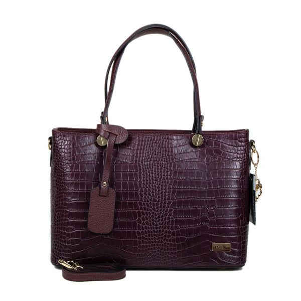 Geanta Piele, Model Pretta 8154 Bordo Croco