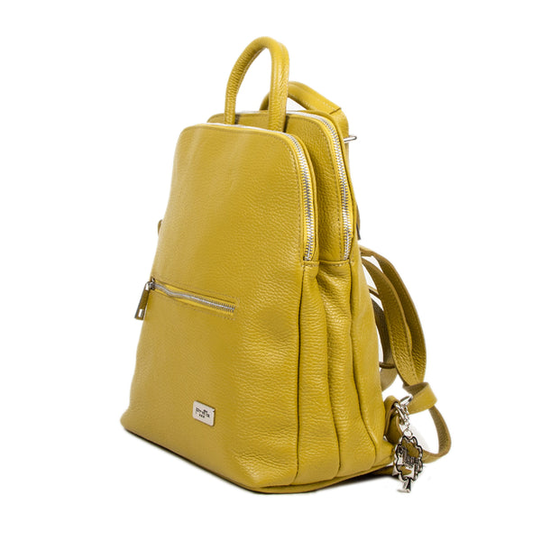 Rucsac Piele, Model Pretta- 8033 Citron