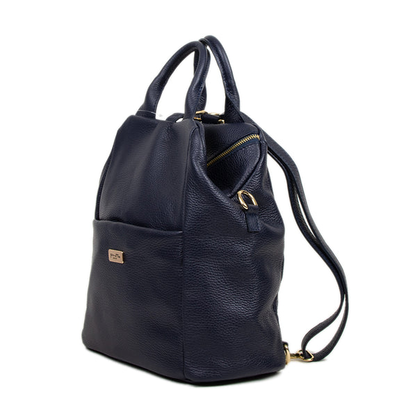 Geanta-Rucsac Piele, Model Pretta-8190 Bleumarin