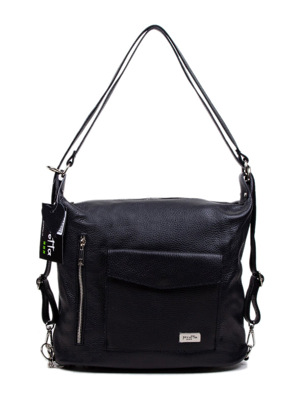 Geanta-Rucsac Piele, Model Pretta -921 Negru