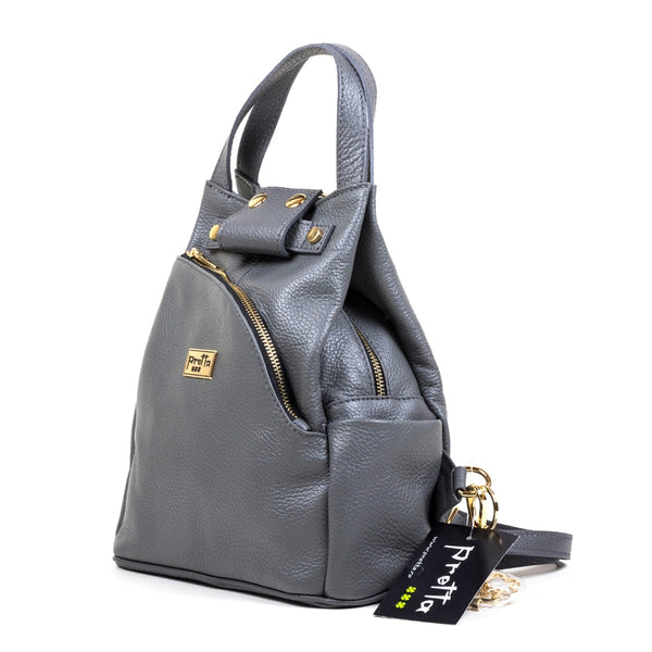Rucsac Piele, Model Pretta- 177 Gri Inchis
