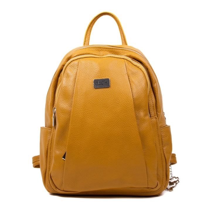 Rucsac din Piele, Model Pretta -868 Galben Mustar
